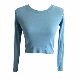 real Essentials Sky ribbed Blue Crop Top size small